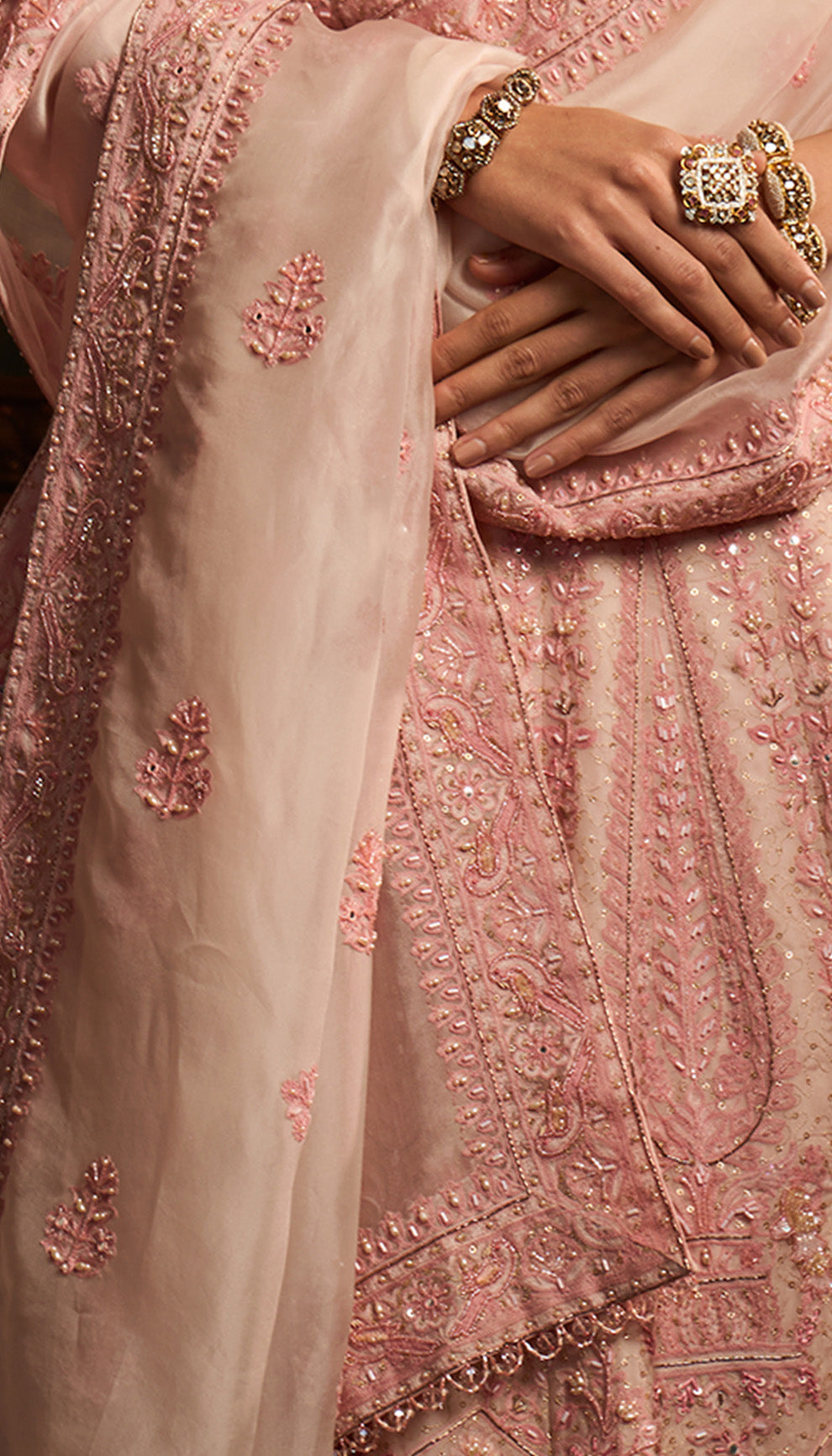 Blush Pink Organza Lehenga