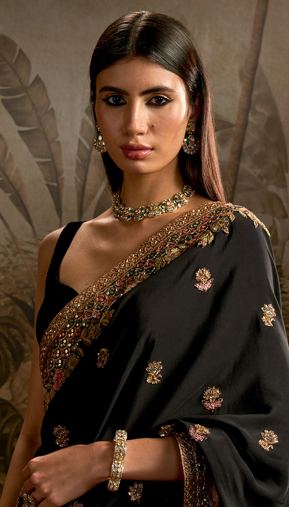 Black Crepe Silk Saree