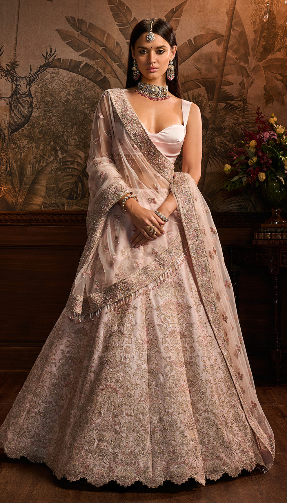 Powder Pink Raw Silk Lehenga