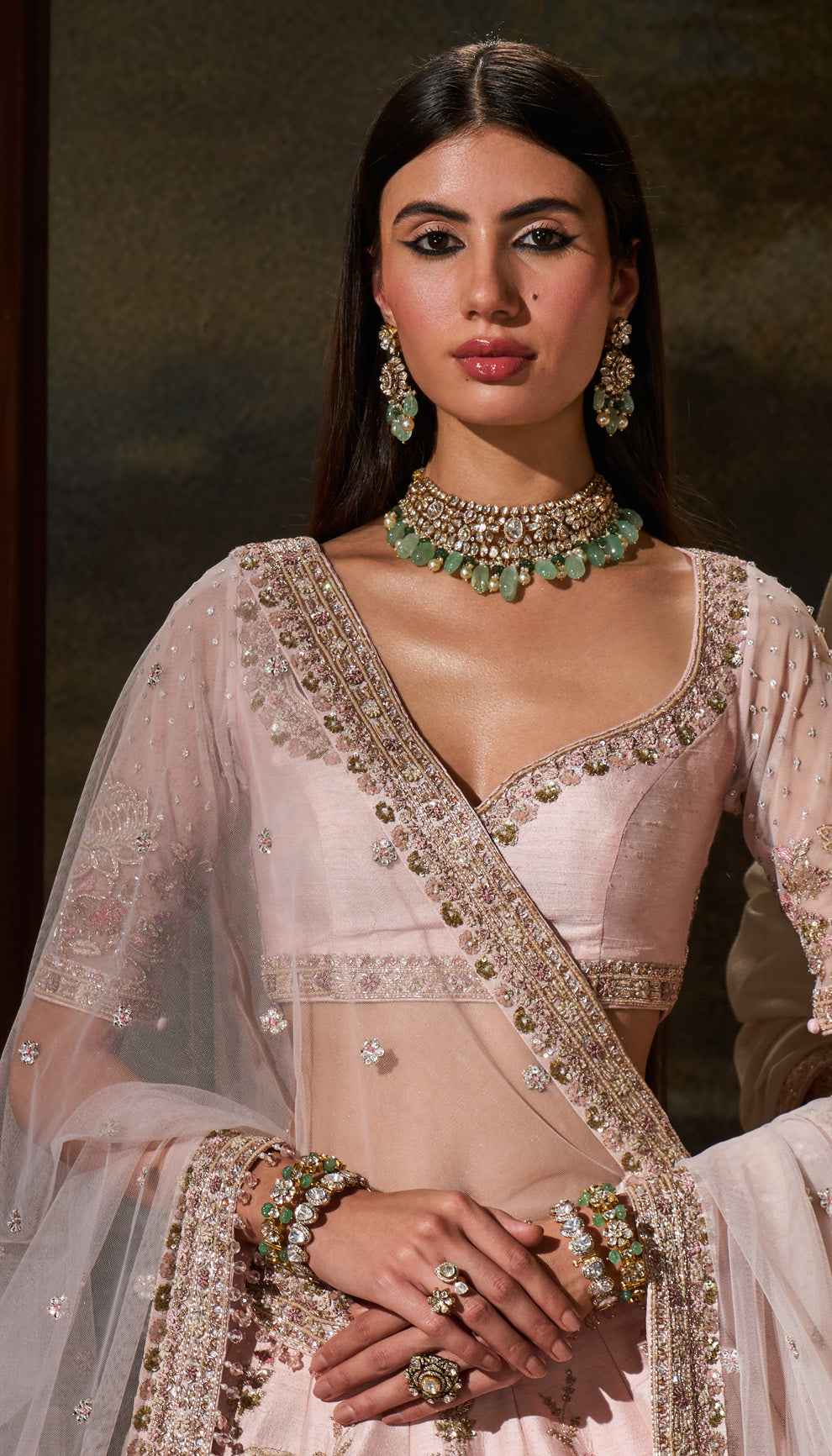 Pearl Pink Raw Silk Lehenga