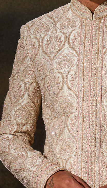 Shell Pink Raw Silk Sherwani