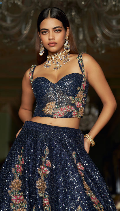 Navy Tulip Lehenga