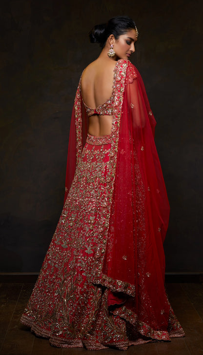 Rich Red Raw Silk Lehenga