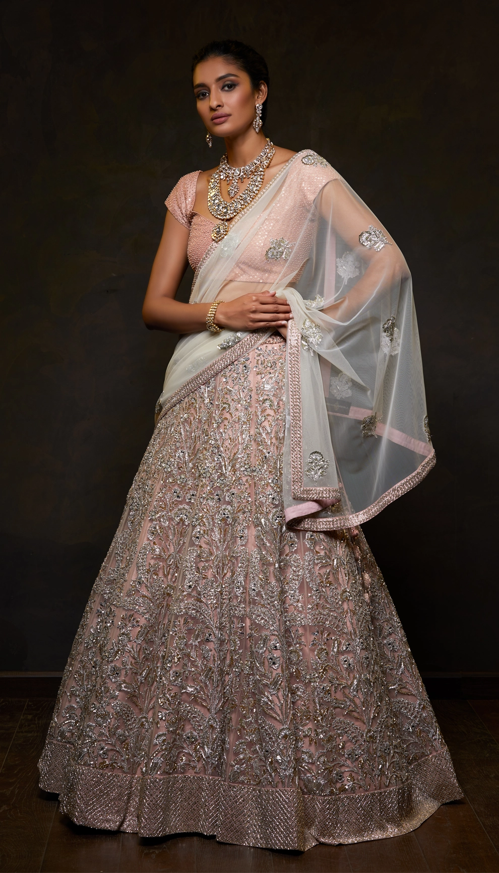 Powder Pink Tulle Lehenga