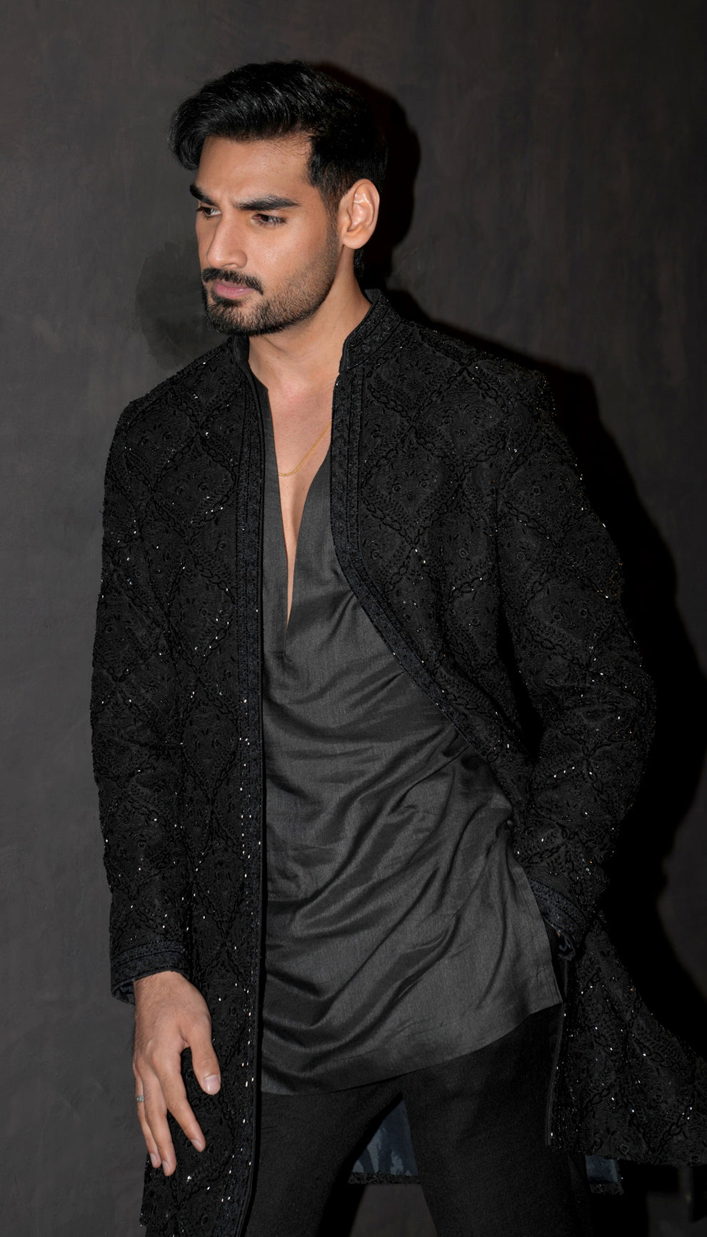 Ahan Shetty in The Nakshi Jacket by shyamal & bhumika