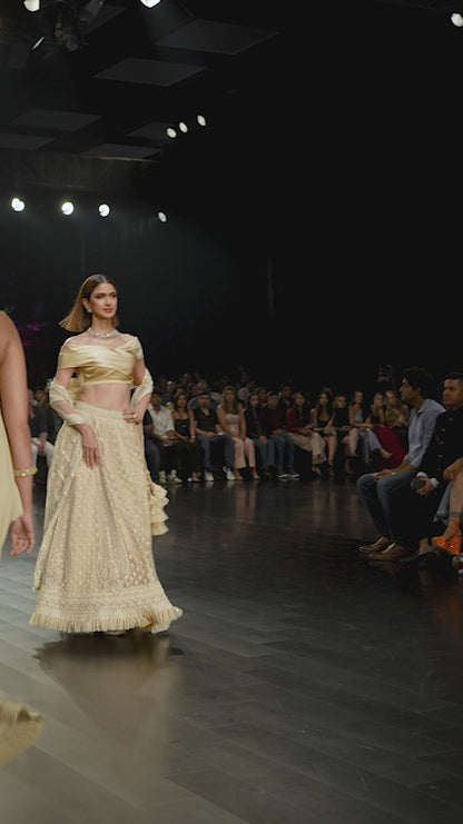 Almond Beige Tulle Lehenga