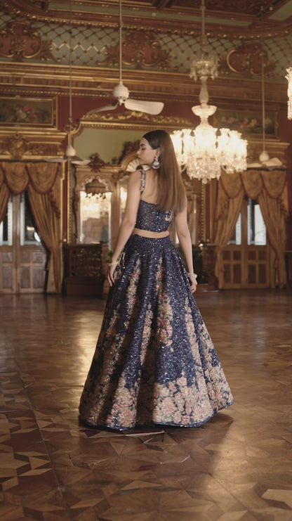 Navy Tulip Lehenga