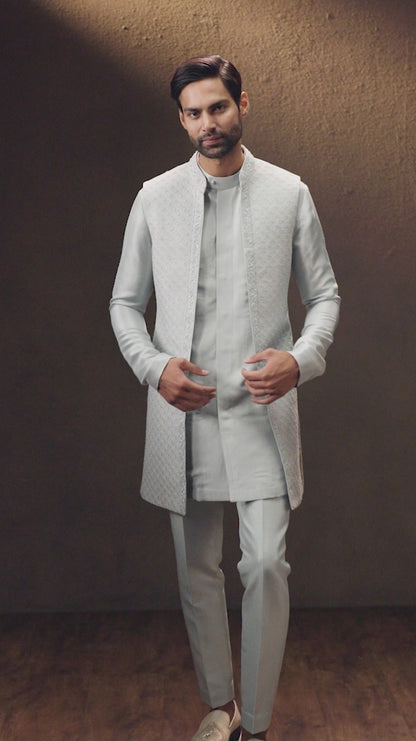 Powder Blue Raw Silk Co-Ord Set
