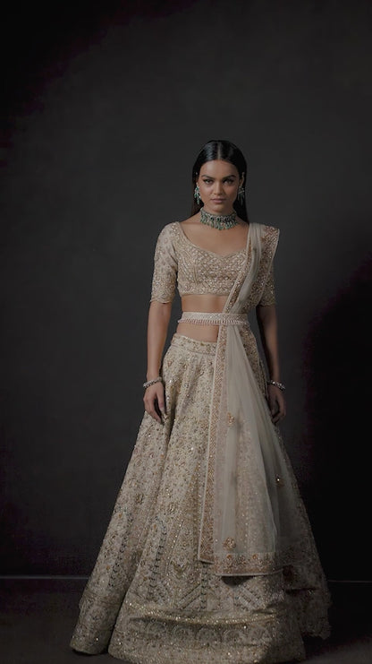 Almond Beige Cypress Lehenga