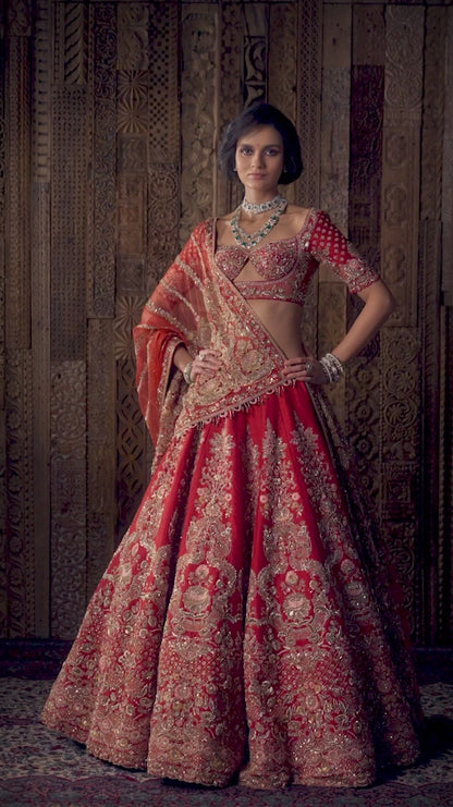 Red Kamalmand Lehenga