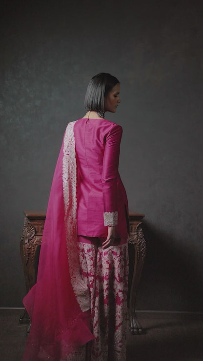 Rani Pink Floating Paisley Sharara Set