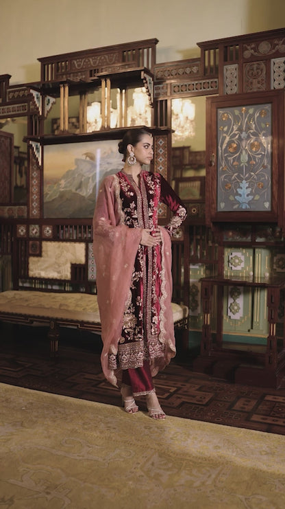 Wine Velvet Lotus Jacket