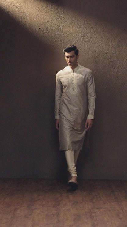 Beige Raw Silk Kurta