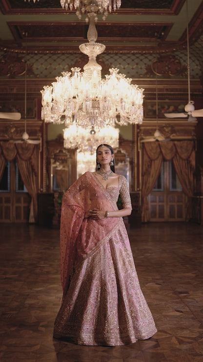 Intense Pink Architectural Lehenga